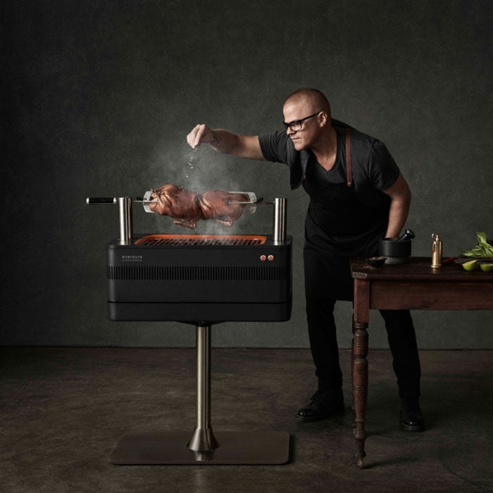 Everdure by Heston Blumenthal  Fusion Electric Ignition Charcoal Braai With Pedestal