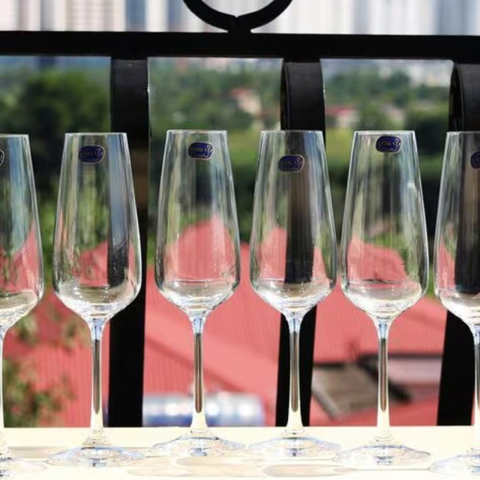 Giselle Crystalex Bohemia Champagne Glasses, Set of 6 – 190ml - Gourmet Gear