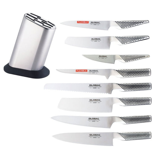 Global 8 piece Knife Set with Plain Knife Block - Gourmet Gear