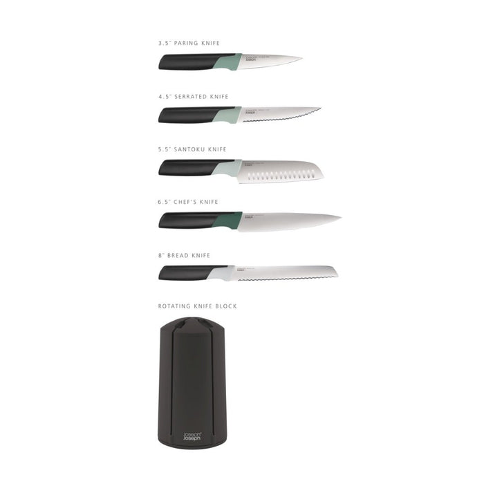 Joseph Joseph Elevate™ Knives Carousel 5pc Set - Sage (Editions) - Gourmet Gear