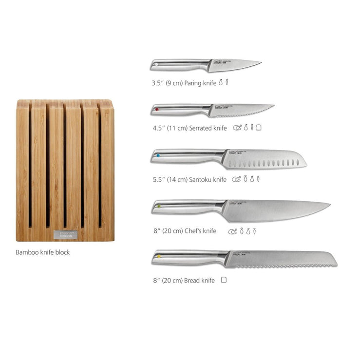 Joseph Joseph Elevate™ Steel Knives Bamboo 5 - Piece Set - Gourmet Gear