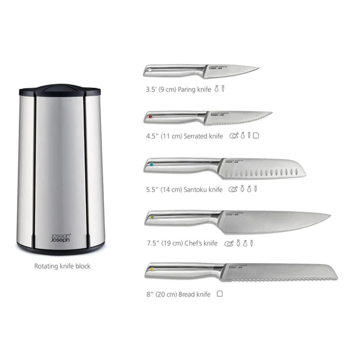 Joseph Joseph Elevate™ Steel Knives Carousel 5 Piece Set - Gourmet Gear