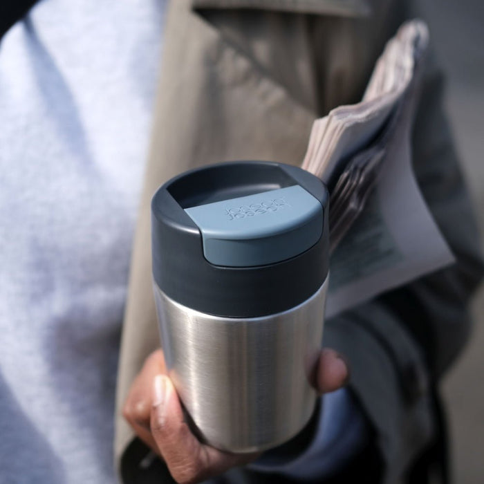Joseph Joseph Sipp™ Steel Travel Mug with Hygienic Lid 340ml - Anthracite - Gourmet Gear