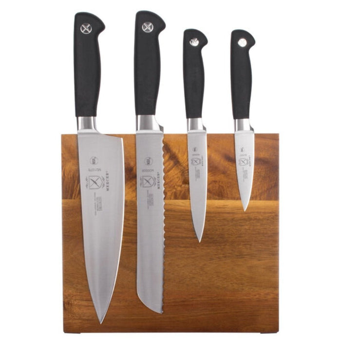Mercer Culinary Genesis Acacia 5 Piece Magnetic Board and Knife Set - Gourmet Gear