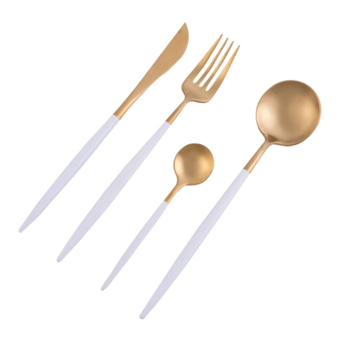 Nicolson Russell Dubai Gold and White Titanium Cutlery Set - 16 pcs - Gourmet Gear