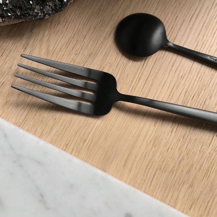 Nicolson Russell Dubai Matte Black Titanium Cutlery Set - 16 pcs - Gourmet Gear