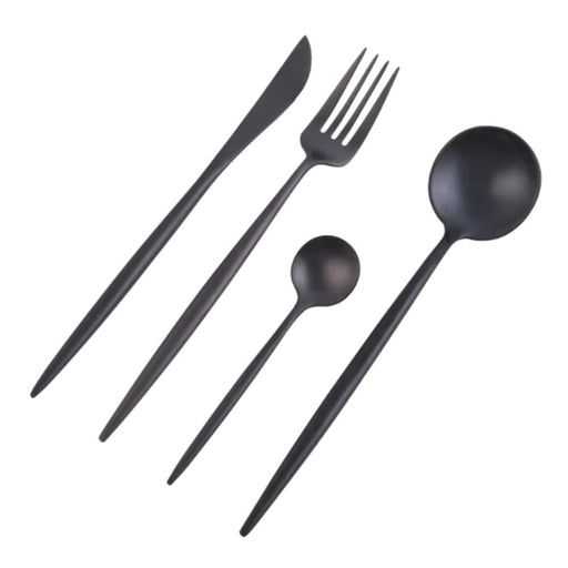 Nicolson Russell Dubai Matte Black Titanium Cutlery Set - 16 pcs - Gourmet Gear