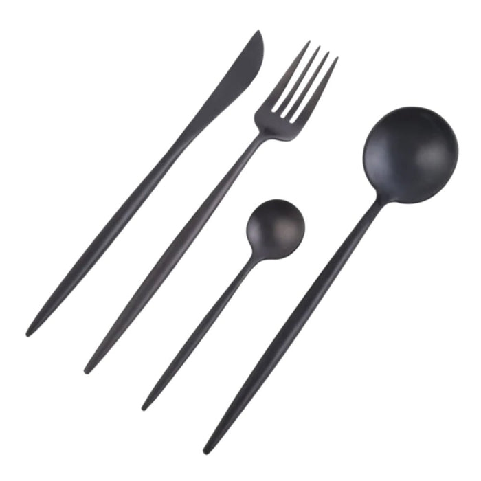 Nicolson Russell Dubai Matte Black Titanium Cutlery Set - 16 pcs - Gourmet Gear