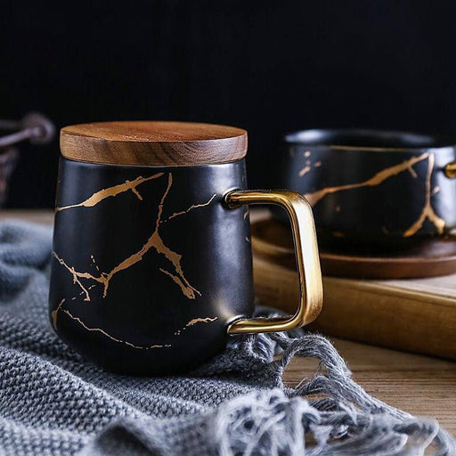 Nicolson Russell Kintsugi Black or White Mug with Spoon - Gourmet Gear