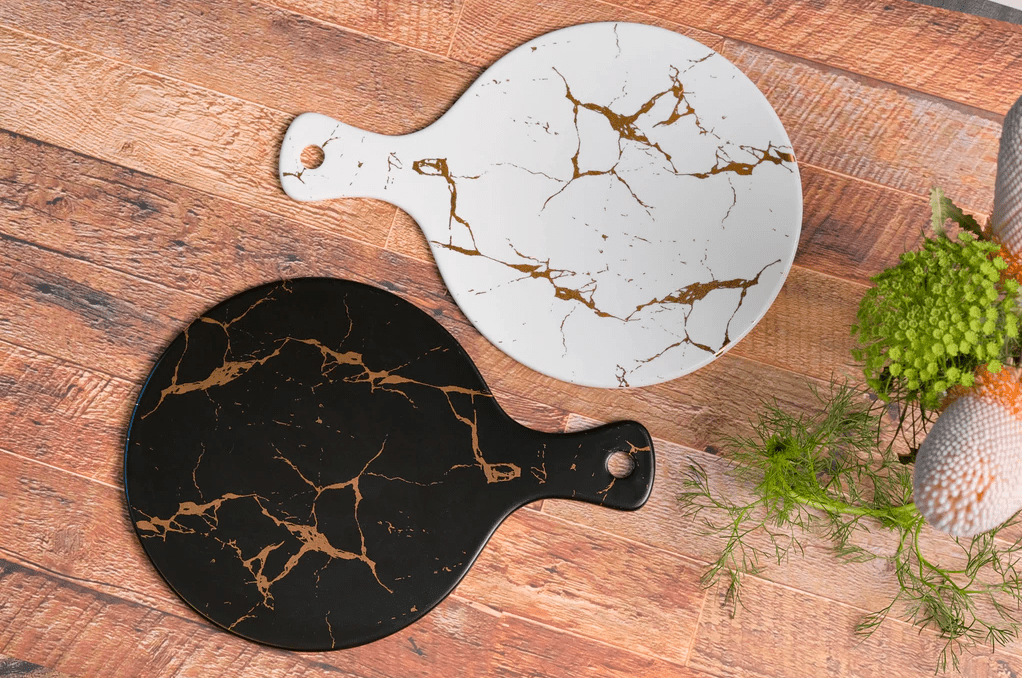 Nicolson Russell Kintsugi Black or White Round Serving Board - Gourmet Gear