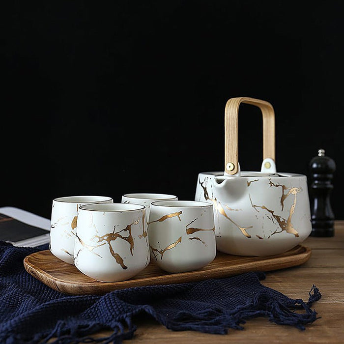 Nicolson Russell Kintsugi Black or White Teapot and Cups Set - Gourmet Gear