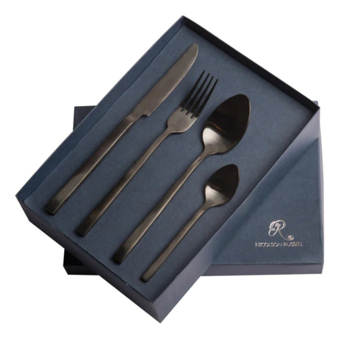 Nicolson Russell New York Black Titanium Cutlery Set - 16 pcs - Gourmet Gear
