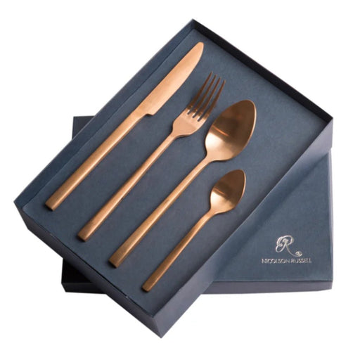 Nicolson Russell New York Rose Gold Titanium Cutlery Set - 16 pcs - Gourmet Gear