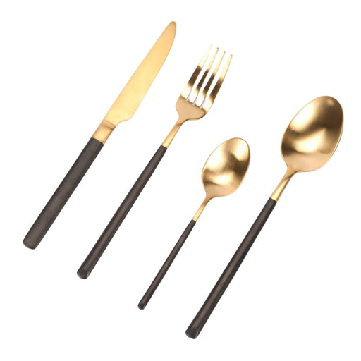 Nicolson Russell Sydney Black and Gold Cutlery Set - 24 pcs - Gourmet Gear