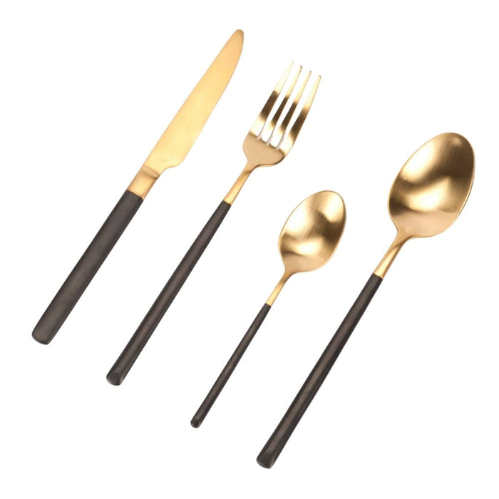 Nicolson Russell Sydney Black and Gold Cutlery Set - 24 pcs - Gourmet Gear