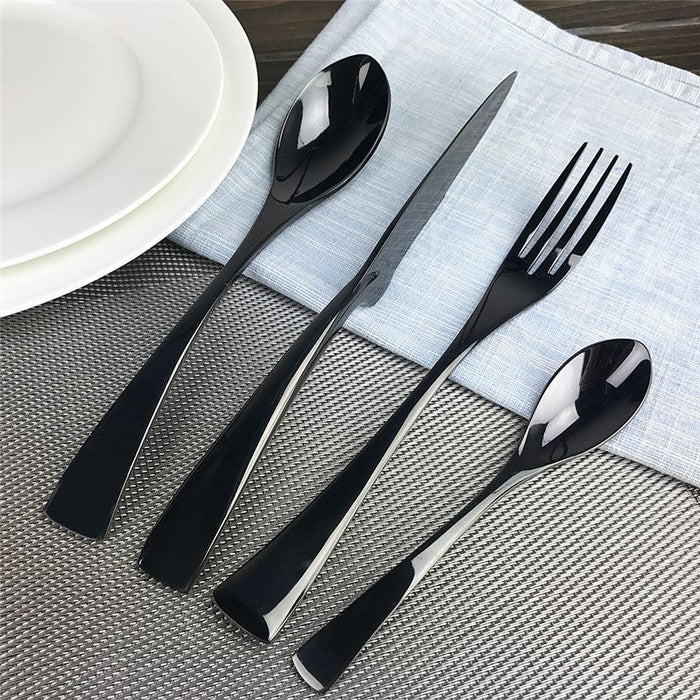 Nicolson Russell Venice Black Titanium Cutlery Set - 24 pcs - Gourmet Gear