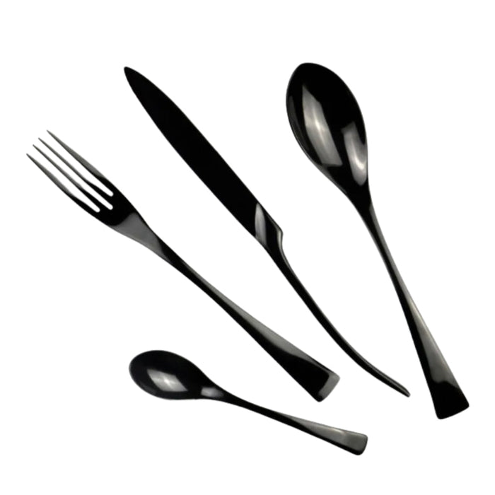 Nicolson Russell Venice Black Titanium Cutlery Set - 24 pcs - Gourmet Gear
