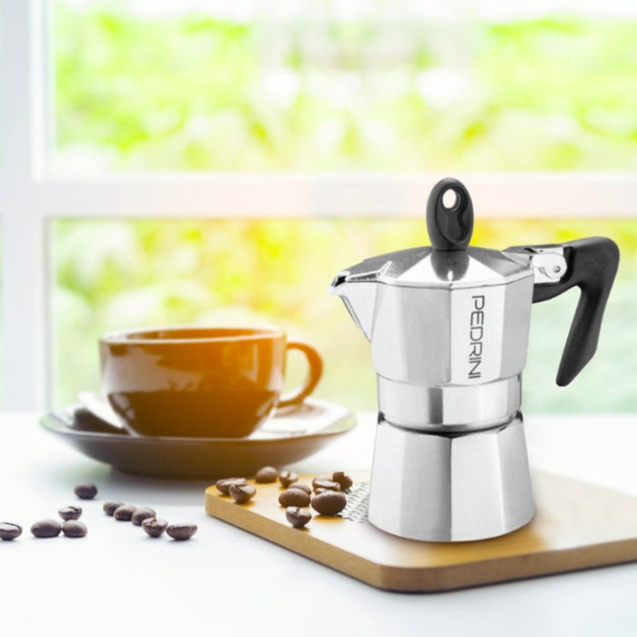 Pedrini Aluminium Polished Coffee Maker - 2 Sizes - Gourmet Gear