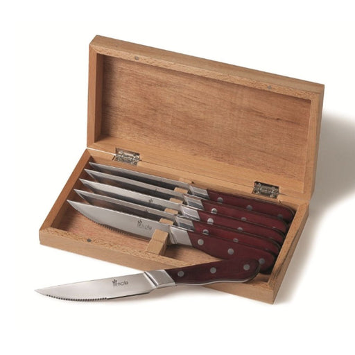 Sola Steak Knife with Wooden Handle Box Set - 6pcs - Gourmet Gear