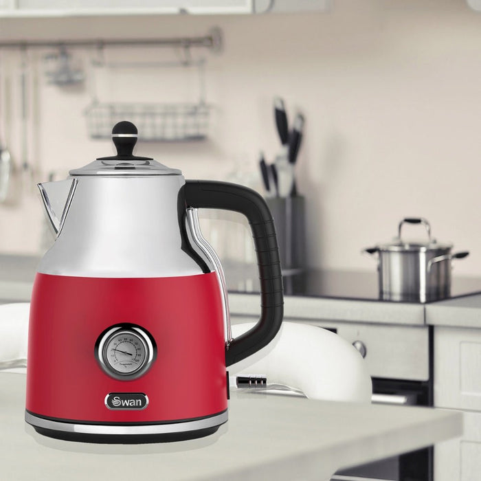 Swan 1.7 Litre Cordless Kettle with Temperature Gauge - 3 Colour Options - Gourmet Gear