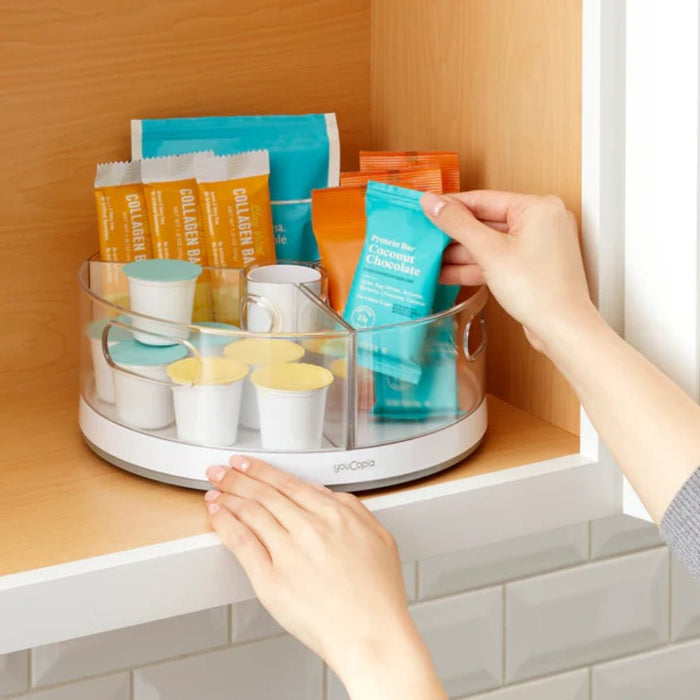 YouCopia Crazy Susan® Turntable Organizer with 3 Bins - Gourmet Gear