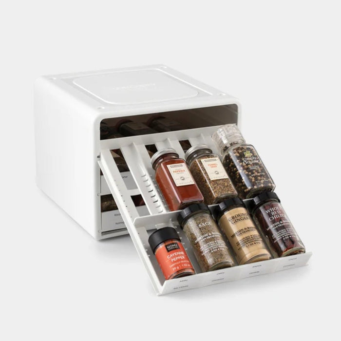 YouCopia SpiceStack® Adjustable 24 - Spice Bottle Organizer - White - Gourmet Gear