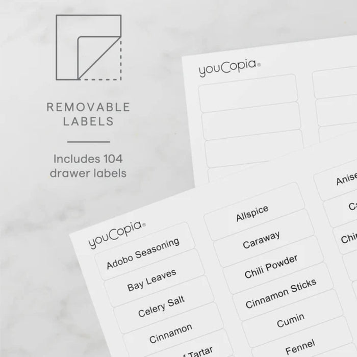 YouCopia SpiceStack® Adjustable 24 - Spice Bottle Organizer - White - Gourmet Gear