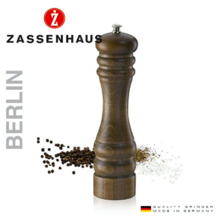 Zassenhaus Berlin Pepper Mill 18cm - Beechwood Dark Stained - Gourmet Gear