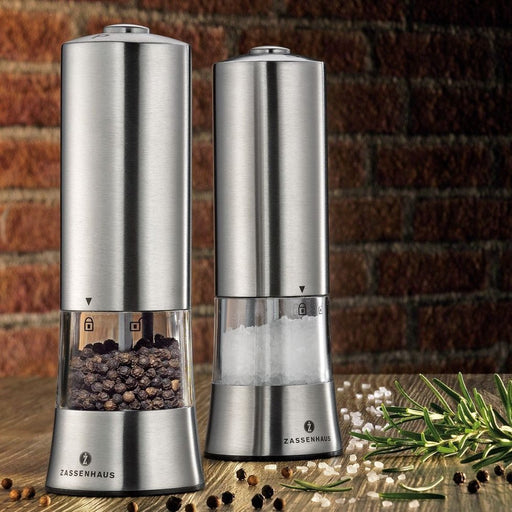 Zassenhaus Gera Electric Pepper mill - 18 cm, Stainless Steel - Gourmet Gear