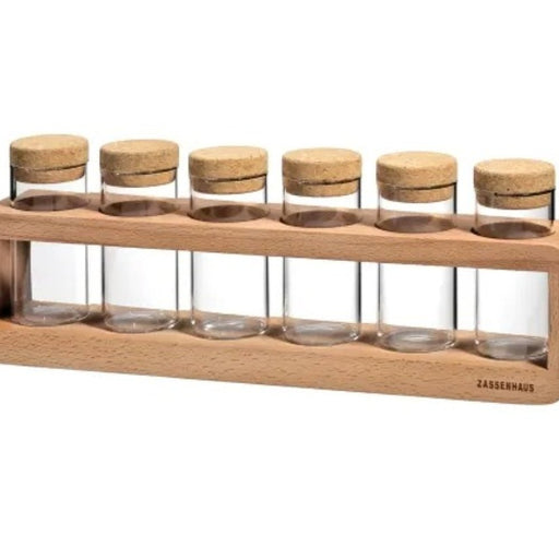 Zassenhaus Spice Rack with 6 Glass Jars + Cork Lids - Gourmet Gear