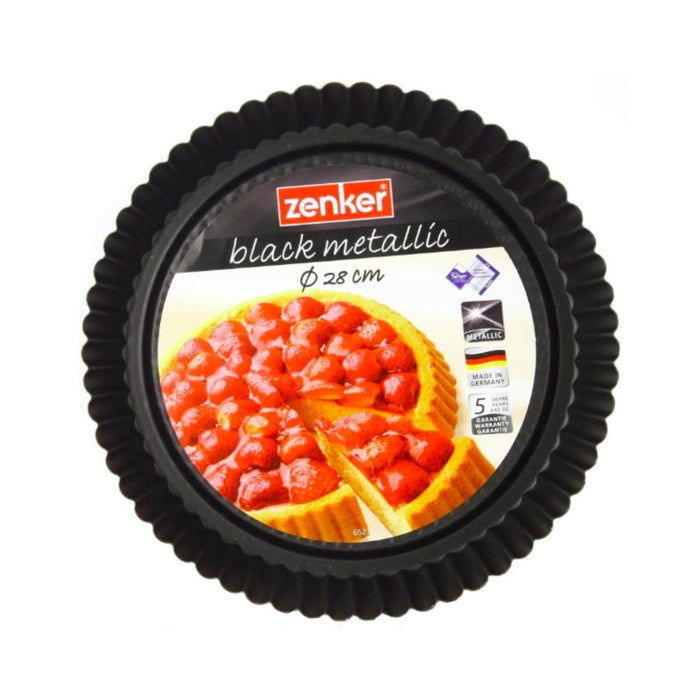Zenker Black Metallic Fruit Tart Tin with Rolled Edge - 28cm - Gourmet Gear
