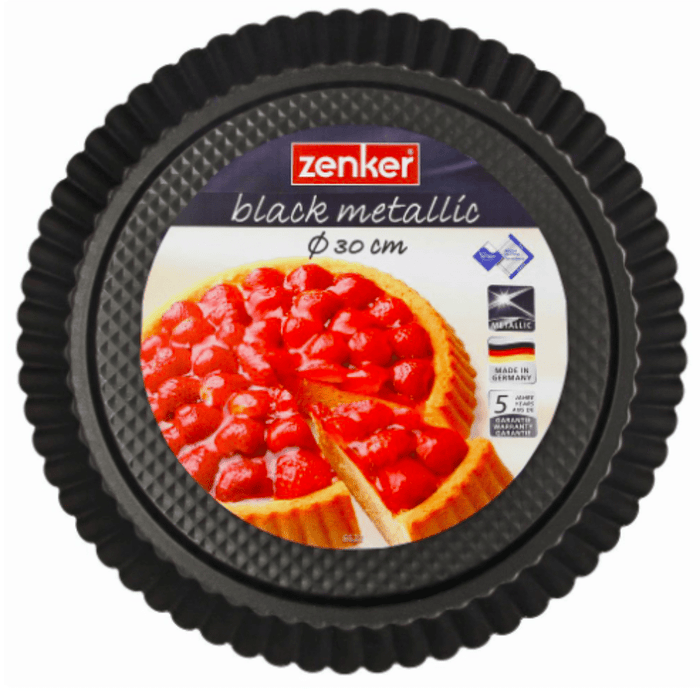 Zenker Black Metallic Fruit Tart Tin with rolled edge 30cm - Gourmet Gear