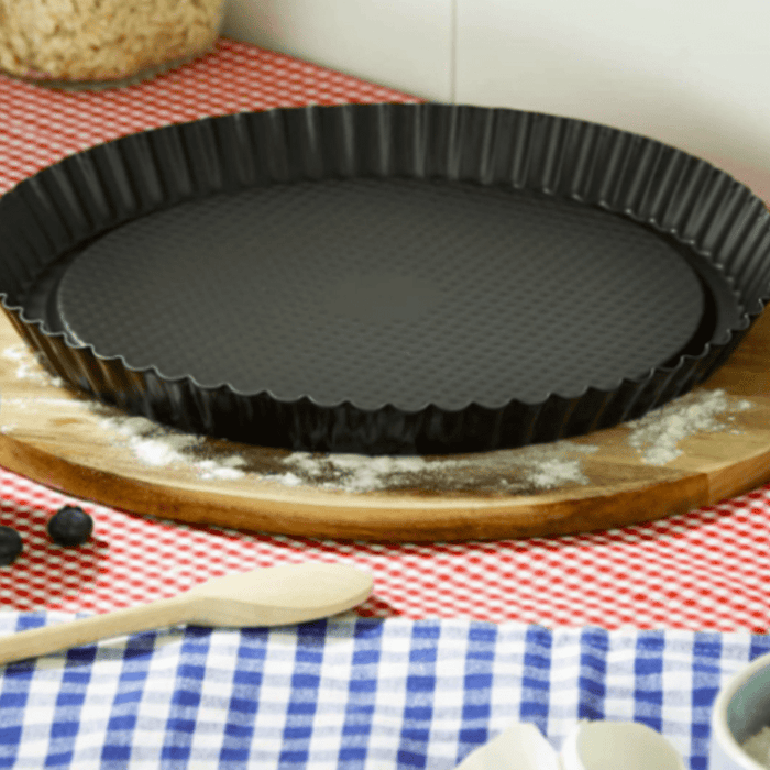 Zenker Black Metallic Fruit Tart Tin with rolled edge 30cm - Gourmet Gear