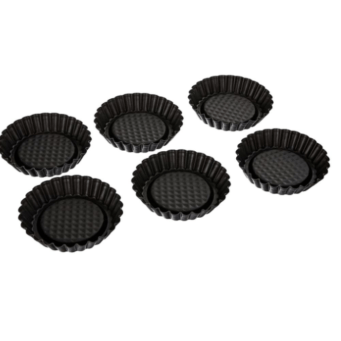 Zenker Black Metallic Set of 6 Tartlet tins 10cm - Gourmet Gear