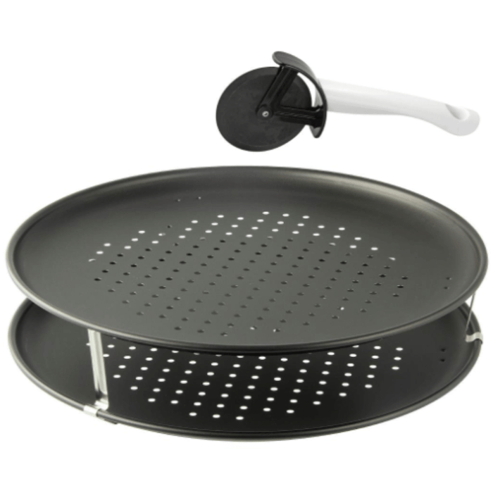 Zenker Stackable Perforated Pizza Pans with cutter 32cm - Gourmet Gear